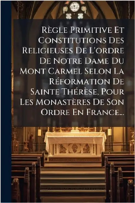 Règle Primitive Et Constitutions Des Religieuses De L'ordre De Notre Dame Du Mont Carmel Selon La RÃ(c)formation De Sainte ThÃ(c)rèse, Pour Les Monast by Anonymous