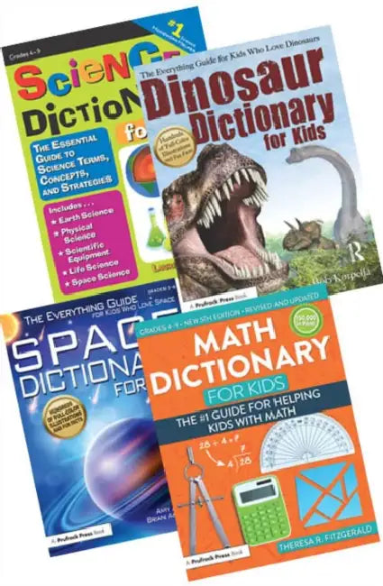 The Everything Guides for Kids - Math, Science, Space and Dinosaur Dictionary Book Bundle by Theresa R Fitzgerald