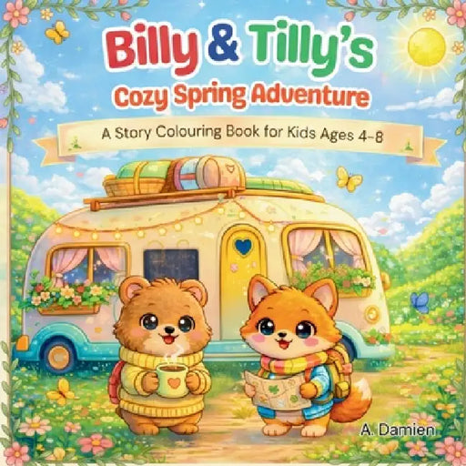 Billy and Tilli's Cozy Spring Adventure - A Story Colouring Book for Kids Ages 4-8 by A. Damien
