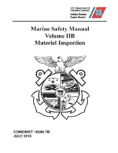 Marine Safety Manual: Vol. IIB - Materiel Inspection by Coast Guard