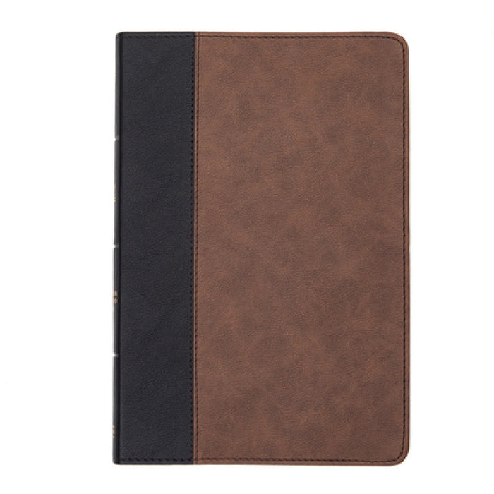 CSB Large Print Thinline Bible, Black/Brown Leathertouch by Csb Bibles by Holman