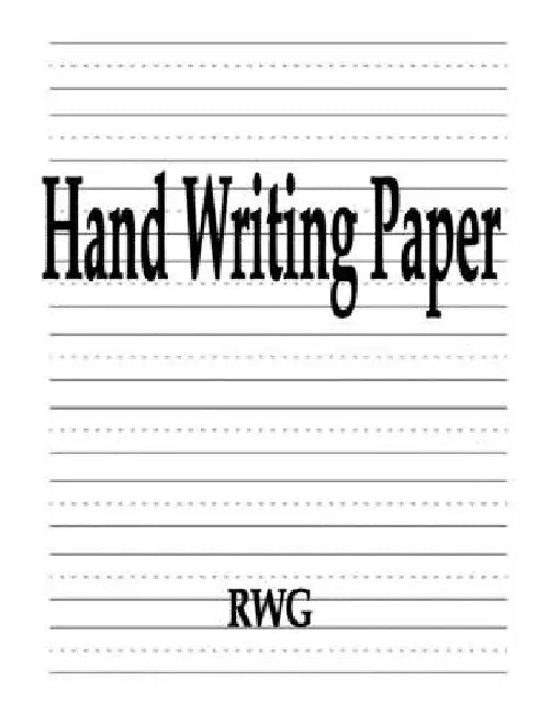 Hand Writing Paper: 100 Pages 8.5" X 11" by Rwg
