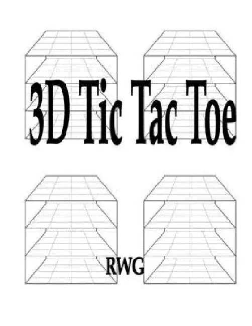 3D Tic Tac Toe: 50 Pages 8.5" X 11" by Rwg