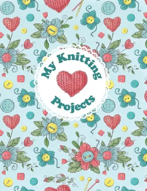 My Knitting Projects: Bright and Colorful Yarn & Crochet Hooks on a Blue Background, Glossy Finish by Spring Hill Stationery