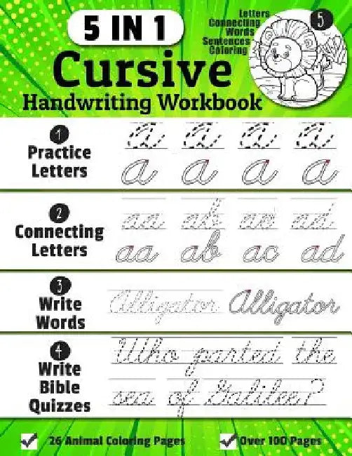 Cursive Handwriting Workbook: 5-in-1 Cursive Handwriting Practice Books Beginning to Master For Kids: Tracing Letters, Connecting Cursive Letters, W by Denis Jean