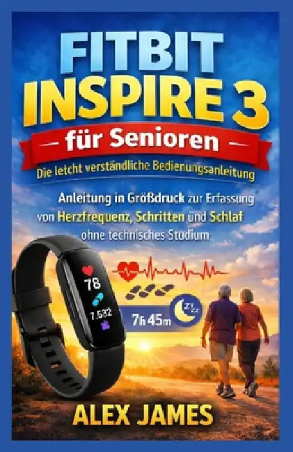 Fitbit Inspire 3 für Senioren: Die leicht verständliche Bedienungsanleitung: Anleitung in Großdruck zur Erfassung von Herzfrequenz, Schritten und Schl by Alex James