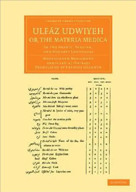 Ulfaz Udwiyeh, or the Materia Medica: In the Arabic, Persian, and Hindevy Languages by Francis Gladwin