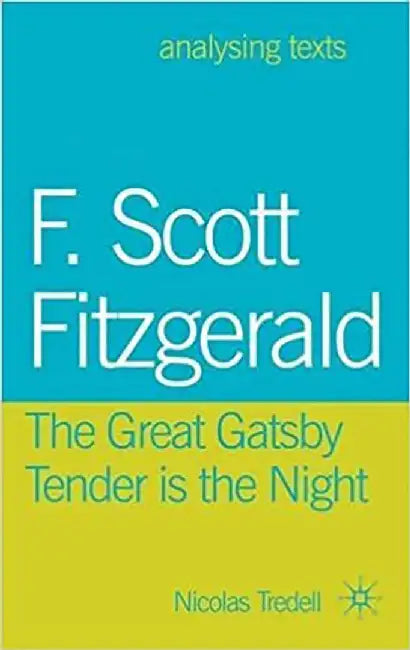 F. Scott Fitzgerald, The Great Gatsby Tender Is The Night by Nicholas Tredell