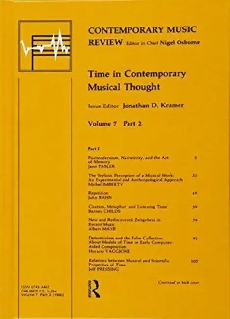 Time in Contemporary Musical Thought by Jonathan D. Kramer