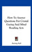 How To Answer Questions For Crystal Gazing And Mind Reading Acts by Burling Hull