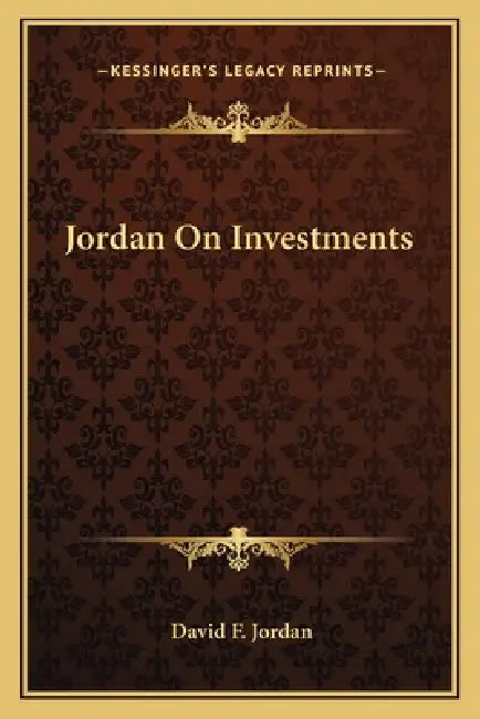 Jordan On Investments by David F. Jordan