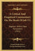 A Critical And Exegetical Commentary On The Book Of Job V1: Together With A New Translation (1921) by Samuel Rolles Driver, George Buchanan Gray