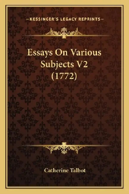Essays On Various Subjects V2 (1772) by Catherine Talbot