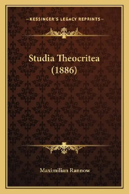 Studia Theocritea (1886) by Maximilian Rannow