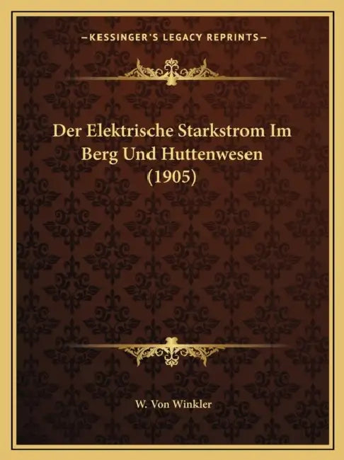 Der Elektrische Starkstrom Im Berg Und Huttenwesen (1905) by W. Von Winkler