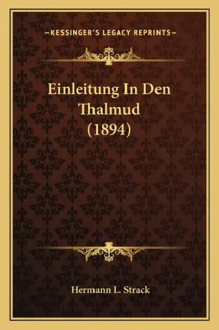 Einleitung In Den Thalmud (1894) by Hermann L. Strack