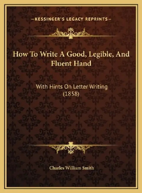 How To Write A Good, Legible, And Fluent Hand: With Hints On Letter Writing (1858) by Charles William Smith
