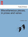Miscellaneous Pieces, in Prose and Verse. by Catherine Upton