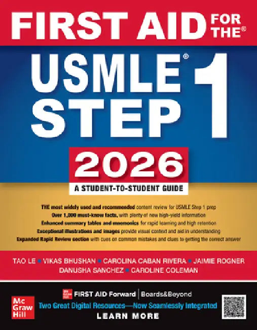 First Aid for the USMLE Step 1 2026 by Tao Le, Vikas Bhushan