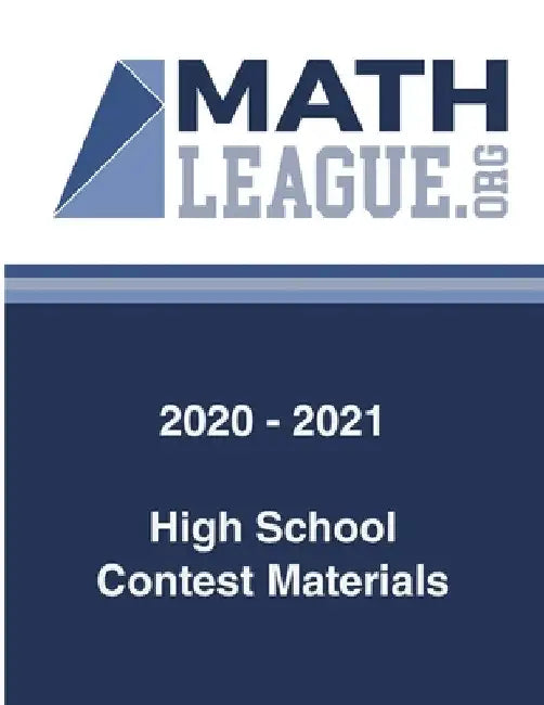 2020-2021 High School Contest Materials by Tim Sanders