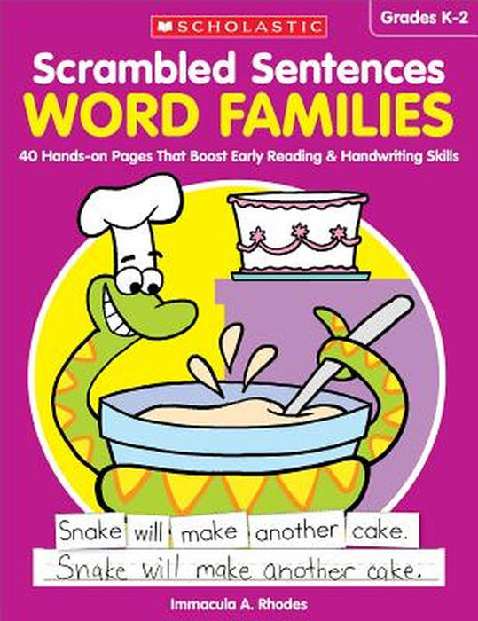 Scrambled Sentences: Word Families: 40 Hands-On Pages That Boost Early Reading & Handwriting Skills by Immacula A. Rhodes