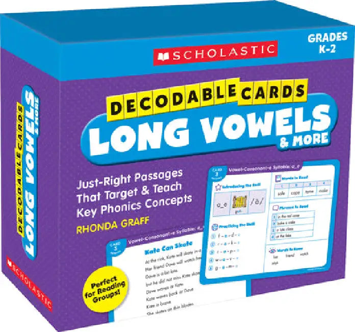 Decodable Cards: Long Vowels & More: Just-Right Passages That Target & Teach Key Phonics Concepts by Rhonda Graff