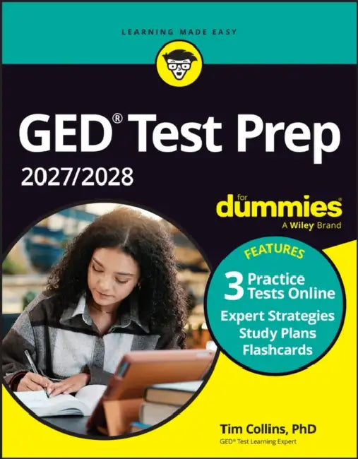 GED Test Prep 2027 / 2028 for Dummies: Book + 3 Practice Tests & Flashcards Online by Tim Collins