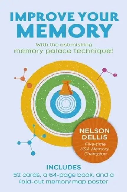 Improve Your Memory: With the Astonishing Memory Palace Technique: Includes 52 Cards, 64-Page Book, and a Fold-Out Memory Map Poster by Nelson Dellis