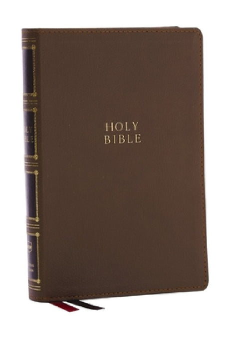 Nkjv, Compact Center-Column Reference Bible, Leathersoft, Brown, Red Letter, Thumb Indexed, Comfort Print