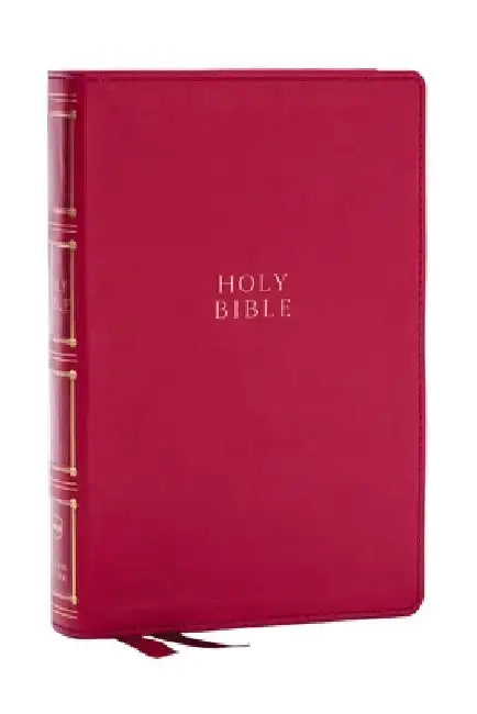 Nkjv, Compact Center-Column Reference Bible, Dark Rose Leathersoft, Red Letter, Comfort Print by Thomas Nelson