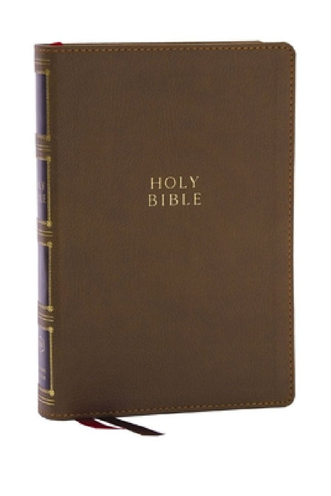 Kjv, Compact Center-Column Reference Bible, Leathersoft, Brown, Red Letter, Thumb Indexed, Comfort Print