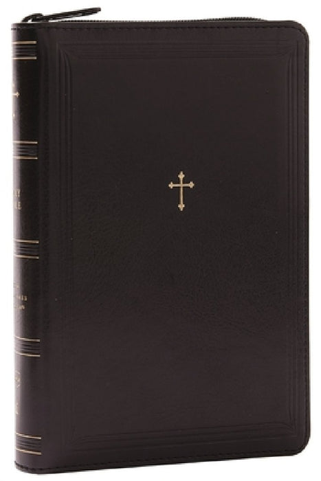 Nkjv, Compact Paragraph-Style Reference Bible, Leathersoft, Black with Zipper, Red Letter, Comfort Print: Holy Bible, New King James Version