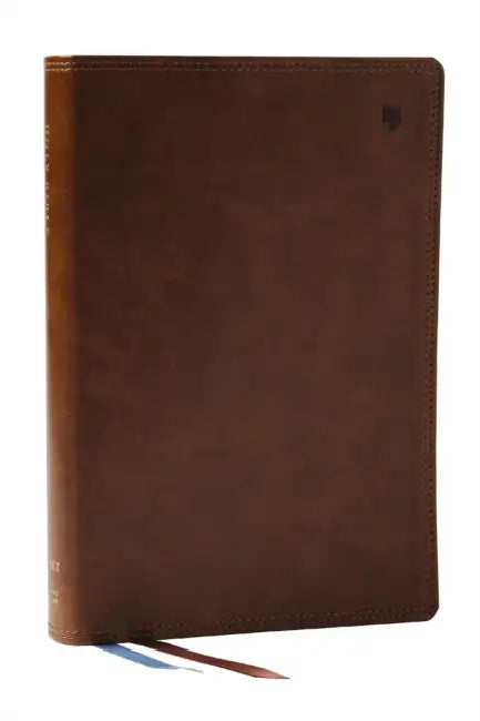 Net Bible, Large Print Thinline with Cross References, Brown Leathersoft, Comfort Print, (Thumb Indexed) by Thomas Nelson