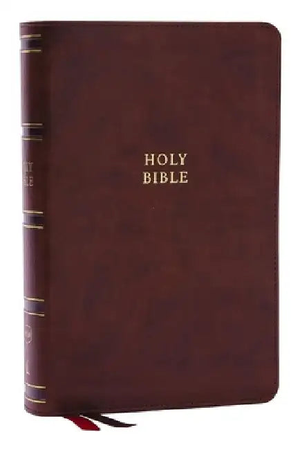 Nkjv, Single-Column Reference Bible, Verse-By-Verse, Leathersoft, Brown, Red Letter, Thumb Indexed, Comfort Print