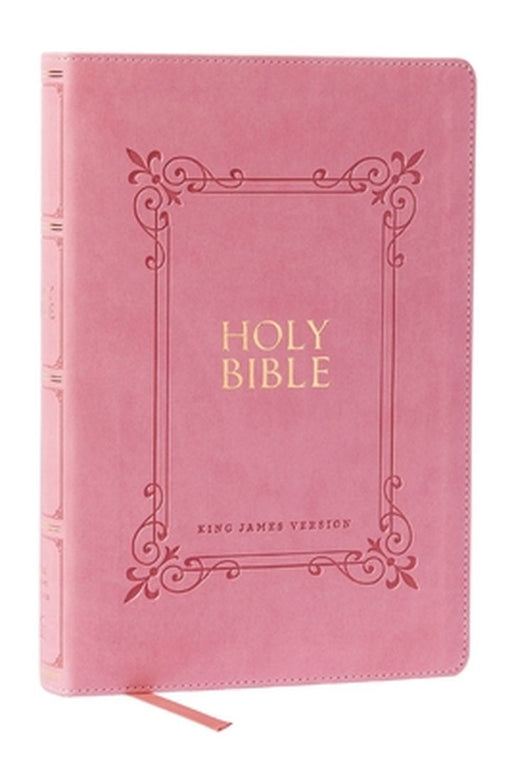 KJV Holy Bible Large Print Center-Column Reference Bible, Pink Leathersoft, 53,000 Cross References, Red Letter, Thumb Indexed, Comfort Print: King Ja by Thomas Nelson