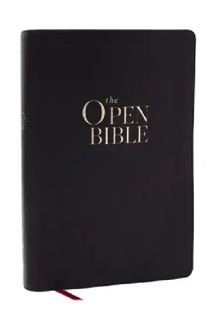The Open Bible: Read and Discover the Bible for Yourself (Nkjv, Black Leathersoft, Red Letter, Comfort Print, Thumb Indexed) by Thomas Nelson