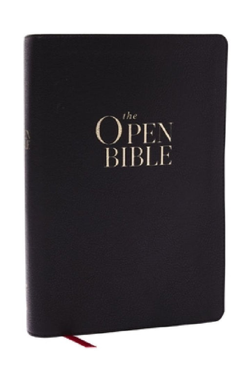 The Open Bible: Read and Discover the Bible for Yourself (Nkjv, Black Leathersoft, Red Letter, Comfort Print, Thumb Indexed) by Thomas Nelson