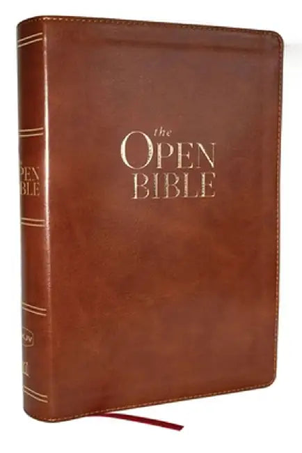 The Open Bible: Read and Discover the Bible for Yourself (NKJV Brown Leathersoft, Red Letter, Comfort Print)