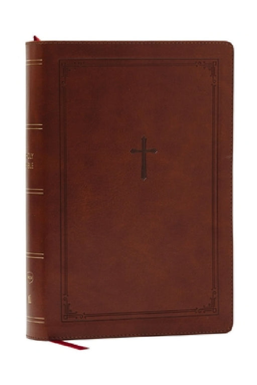 NKJV Giant Print End-Of-Verse Reference Bible, Brown Leathersoft, Red Letter, Comfort Print: Holy Bible by Thomas Nelson