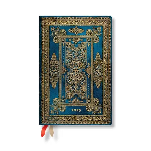 Blue Luxe (Luxe Design) Mini 12-month Horizontal Hardback Dayplanner 2025 (Elastic Band Closure) by Paperblanks