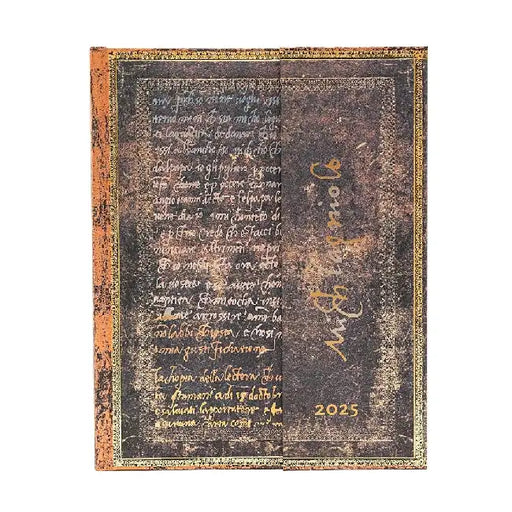 Michelangelo, Handwriting (Embellished Manuscripts Collection) Ultra 12-month Vertical Hardback Dayplanner 2025 (Wrap Closure) by Paperblanks