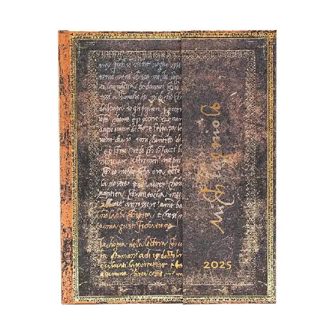 Michelangelo, Handwriting (Embellished Manuscripts Collection) Ultra 12-month Vertical Hardback Dayplanner 2025 (Wrap Closure) by Paperblanks