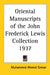 Oriental Manuscripts of the John Frederick Lewis Collection 1937 by Muhammed Ahmed Simsar