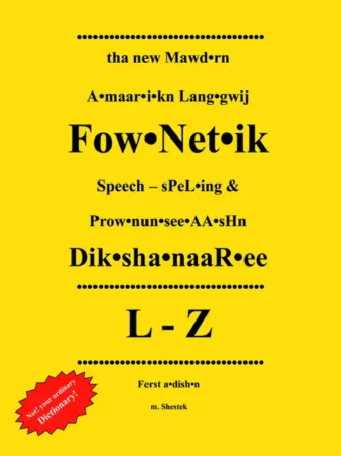 tha new Mawd.rn A.maar.i.kn Lang.gwij: Fow.Net.ik Speech - sPeL.ing & Prow.nun.see.AA.sHn Dik.sha.naaR.ee L-Z Ferst a.dish.n by M. Shestek