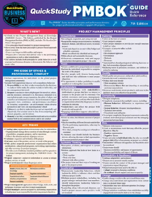 QuickStudy PMBOK Quick Reference Guide by Inc. BarCharts