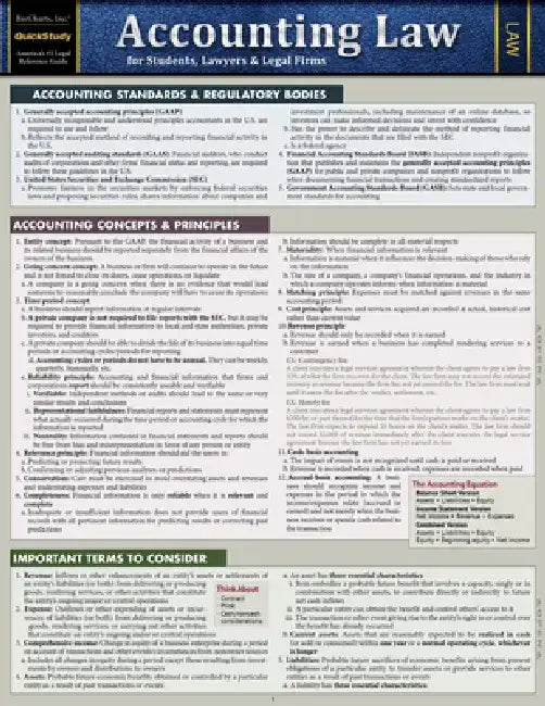 Accounting Law for Students, Lawyers & Legal Firms: A Quickstudy Laminated Reference Guide by Kenneth Lewis