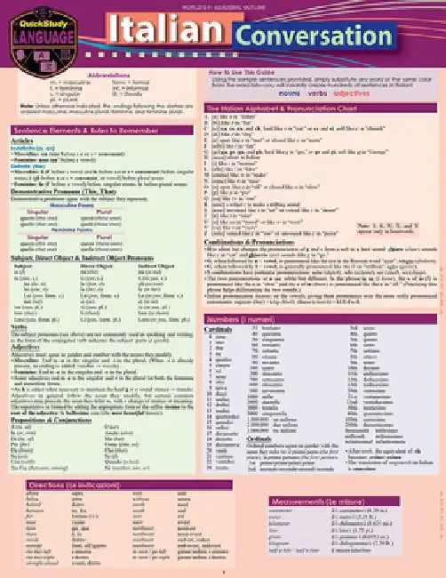 Italian Conversation: A Quickstudy Laminated Language Reference Guide by Sally-Ann Delvino