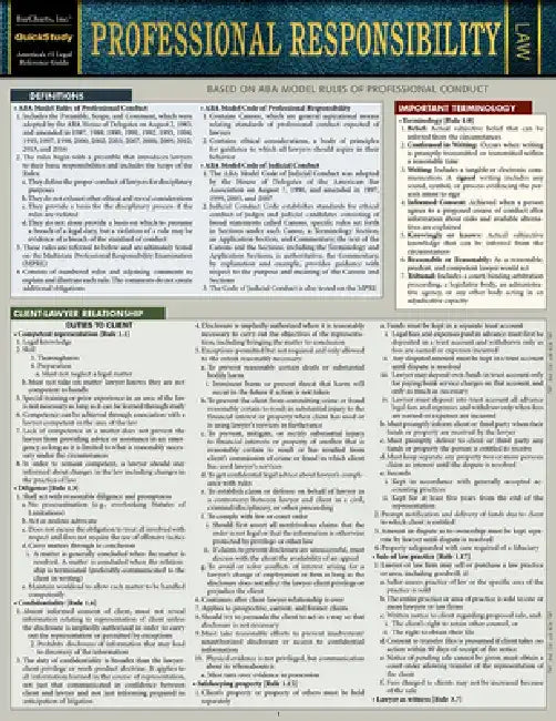 Professional Responsibility: A Quickstudy Laminated Reference Guide by Michele Struffolino