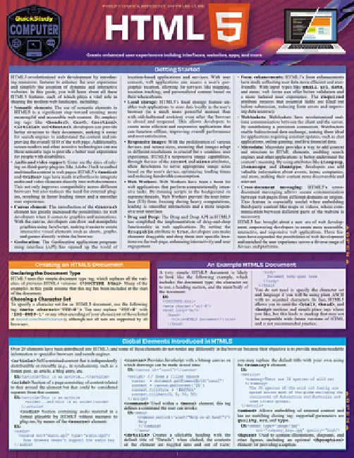 HTML 5: A Quickstudy Laminated Reference Guide by Robin Nixon