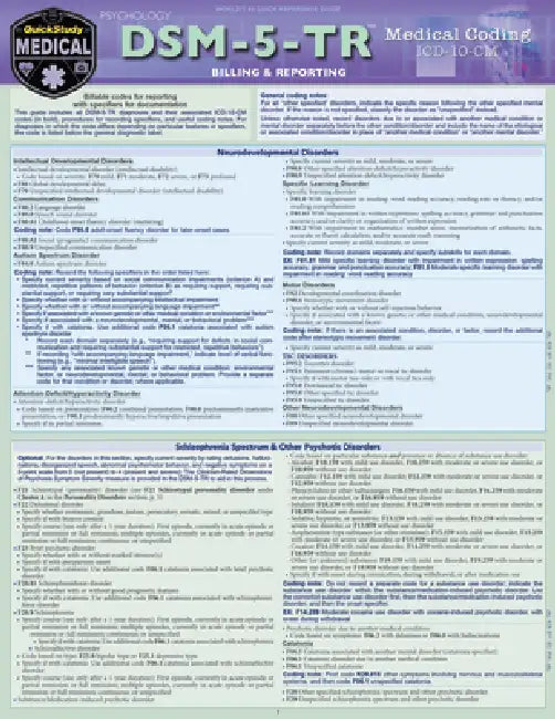 Dsm-5-Tr Medical Coding: A Quickstudy Laminated Reference Guide by Rona Bernstein, Elizabeth Jacobs